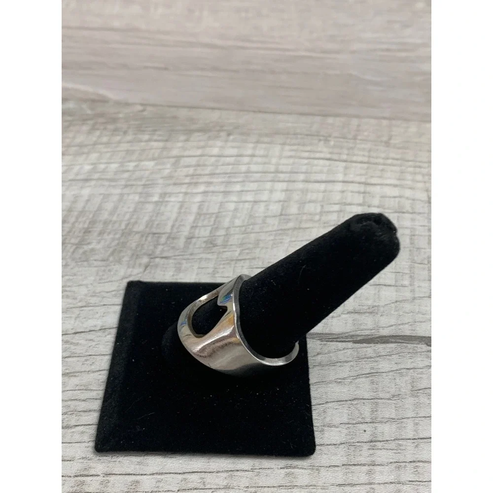 Mens Stainless Steel Bottle Opener Ring Silver Tone Wide Band Size 11.5 Utility